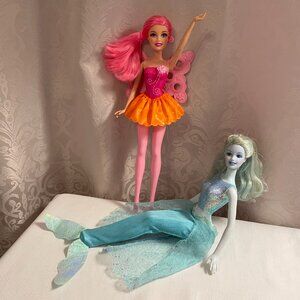 Barbie Blue Sparkle Fairytopia and Pink Fairy Secret Dolls
